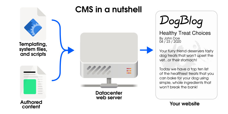 Image overview of how a content management system works.